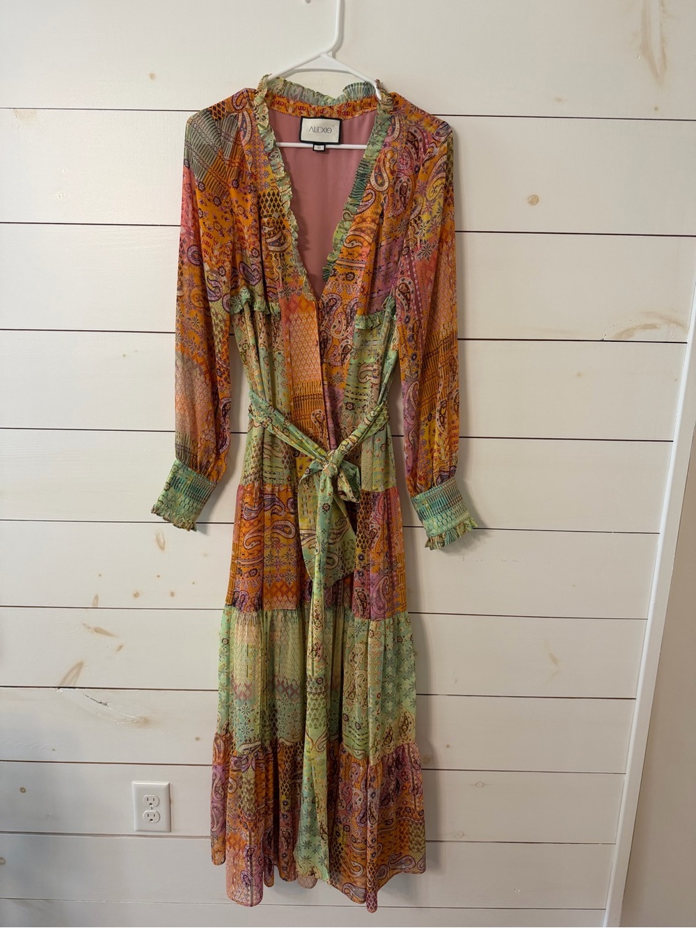 Alexis Paisley Tiered Maxi Dress in Pink, Green & Orange Size S NWOT
